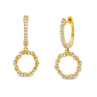 Circle of Gratitude® Collection 0.30 CT. T.W. Diamond Braided Dangle Hoop Earrings in 10K Gold