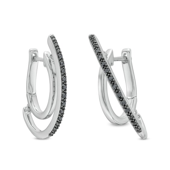 Unstoppable Love™ 0.10 CT. T.W. Black Diamond J-Hoop Earrings in Sterling Silver