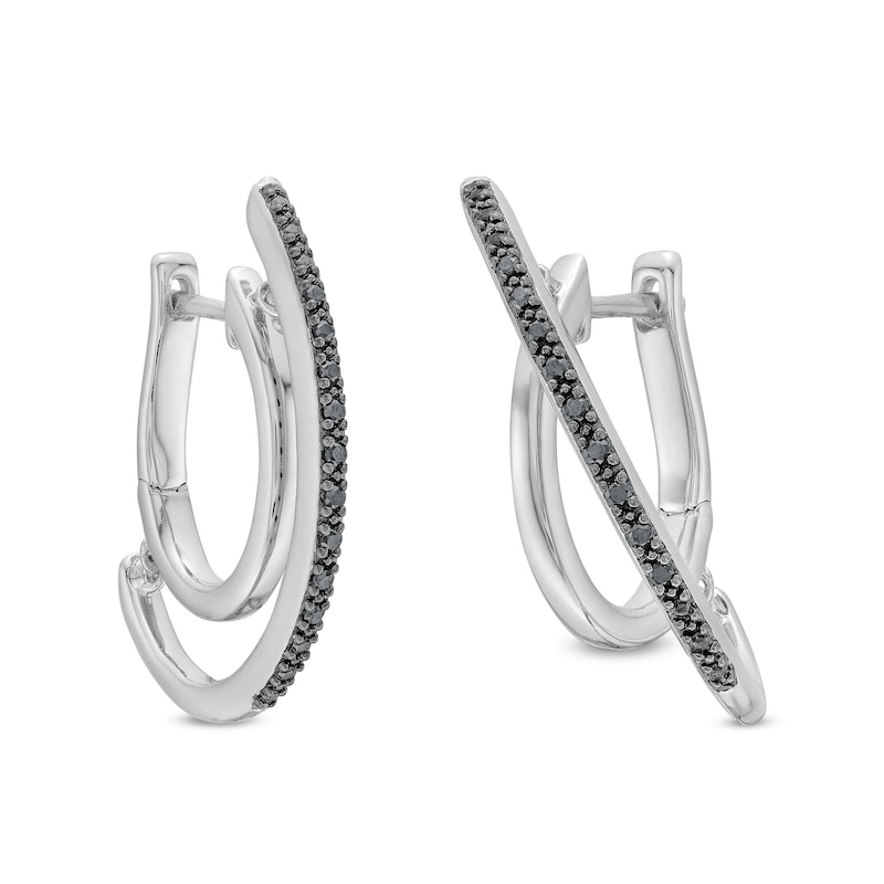 Unstoppable Love™ 0.10 CT. T.W. Black Diamond J-Hoop Earrings in Sterling Silver|Peoples Jewellers