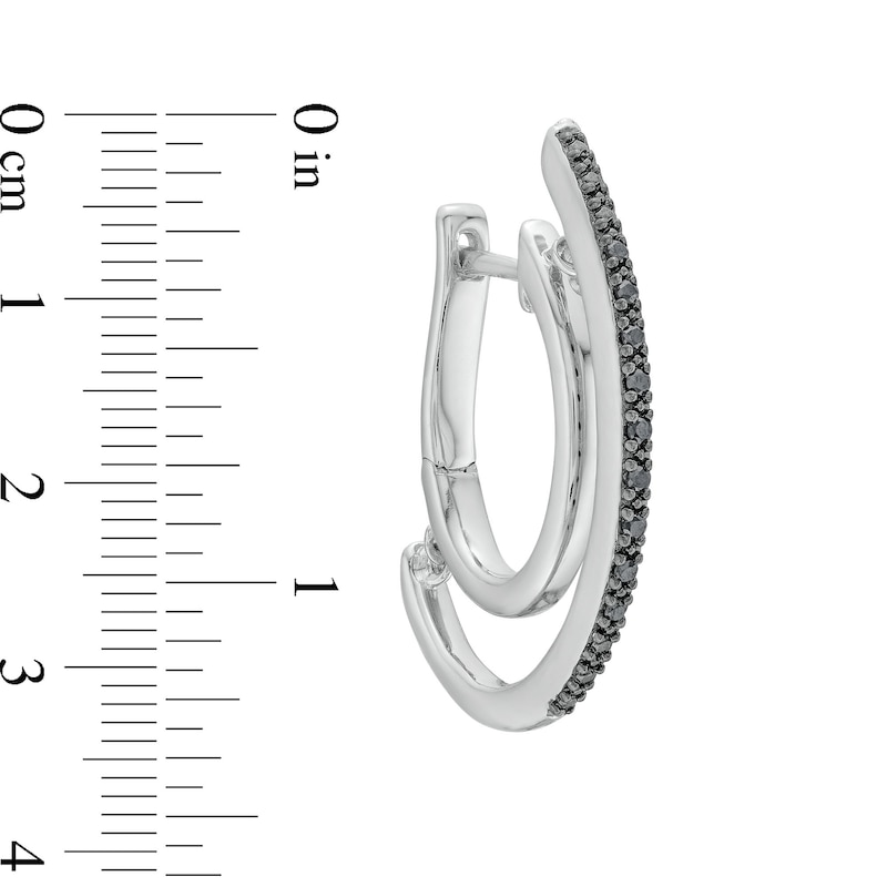 Main Image 3 of Unstoppable Love™ 0.10 CT. T.W. Black Diamond J-Hoop Earrings in Sterling Silver