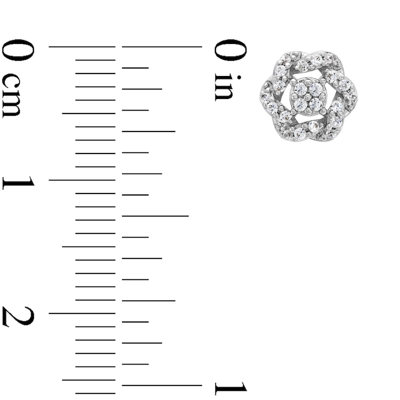 Main Image 3 of Circle of Gratitude® Collection 0.15 CT. T.W. Multi-Diamond Braided Frame Stud Earrings in 10K White Gold