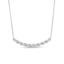 Circle of Gratitude® Collection 0.25 CT. T.W. Diamond Braided Curved Bar Necklace in 10K White Gold - 19&quot;