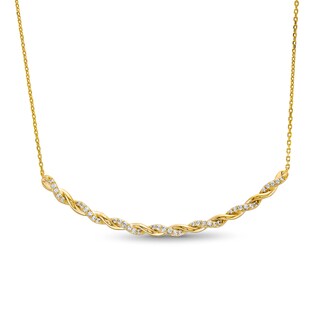 Circle of Gratitude® Collection 0.30 CT. T.W. Diamond Polished Curved Bar Necklace in 10K Gold - 19"