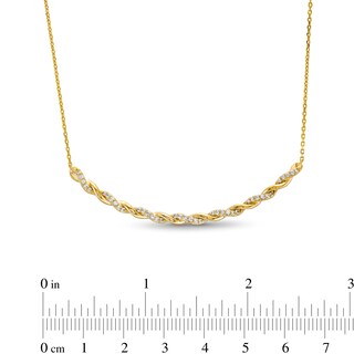 Circle of Gratitude® Collection 0.30 CT. T.W. Diamond Polished Curved Bar Necklace in 10K Gold - 19"