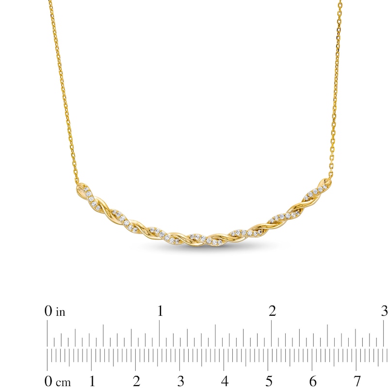 Circle of Gratitude® Collection 0.30 CT. T.W. Diamond Polished Curved Bar Necklace in 10K Gold - 19"
