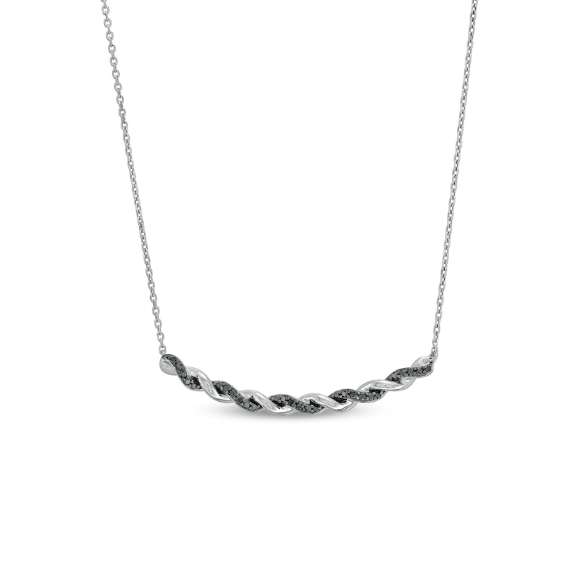 Circle of Gratitude® Collection 0.15 CT. T.W. Black Diamond Polished Curved Bar Necklace in Sterling Silver - 19"|Peoples Jewellers