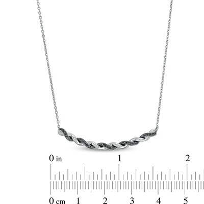 Circle of Gratitude® Collection 0.15 CT. T.W. Black Diamond Polished Curved Bar Necklace in Sterling Silver - 19"