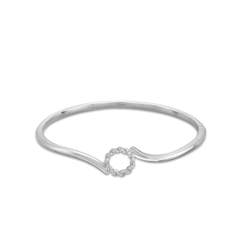 Main Image 1 of Circle of Gratitude® Collection 0.15 CT. T.W. Diamond Bypass Bangle in Sterling Silver