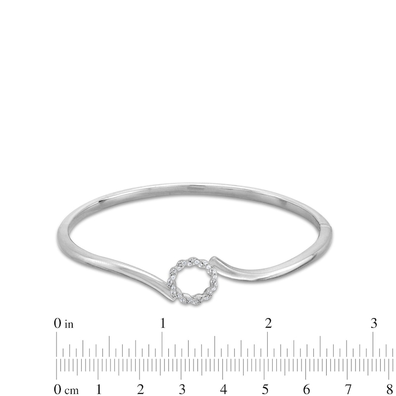 Main Image 3 of Circle of Gratitude® Collection 0.15 CT. T.W. Diamond Bypass Bangle in Sterling Silver
