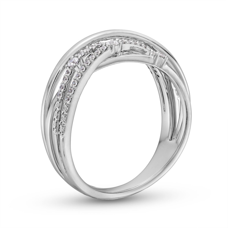 Main Image 3 of Circle of Gratitude® Collection 0.20 CT. T.W. Diamond Multi-Row Orbit Ring in Sterling Silver