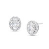 Thumbnail Image 1 of Oval White Lab-Created Sapphire Frame Stud Earrings in Sterling Silver