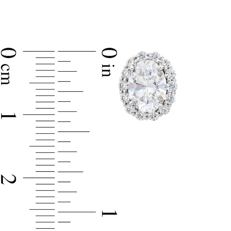 Main Image 3 of Oval White Lab-Created Sapphire Frame Stud Earrings in Sterling Silver