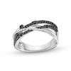 Thumbnail Image 1 of Circle of Gratitude® Collection 0.20 CT. T.W. Black Diamond Braided Orbit Ring in Sterling Silver