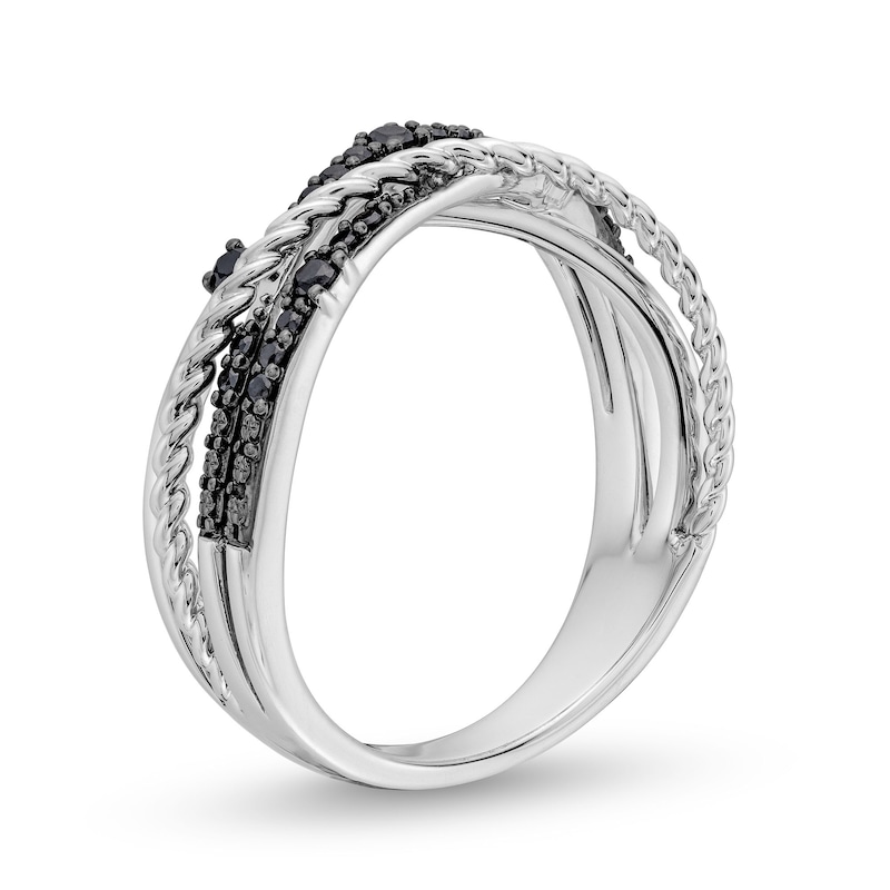 Main Image 3 of Circle of Gratitude® Collection 0.20 CT. T.W. Black Diamond Braided Orbit Ring in Sterling Silver