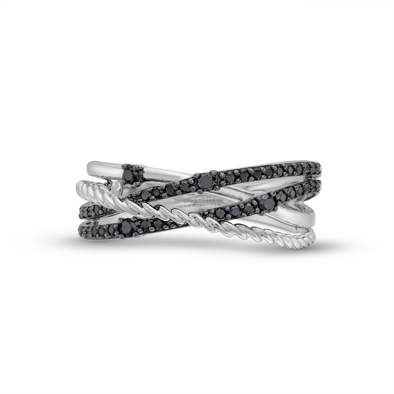Main Image 4 of Circle of Gratitude® Collection 0.20 CT. T.W. Black Diamond Braided Orbit Ring in Sterling Silver