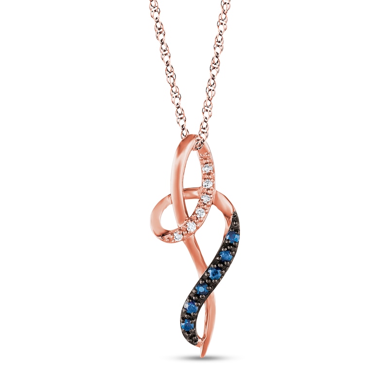 Main Image 1 of Le Vian® Blueberry Sapphires™ and Diamond Accent Ribbon Pendant in 14K Strawberry Gold™