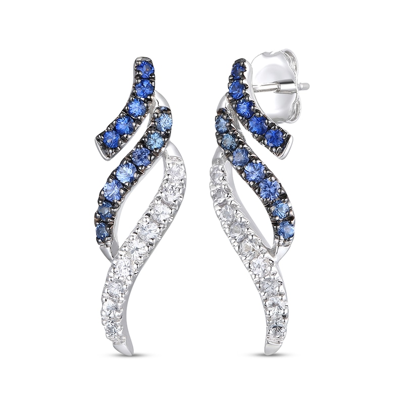 Le Vian® Blueberry Sapphires™ and Vanilla Sapphires™ Denim Ombré™ Flame Drop Earrings in 14K Vanilla Gold™