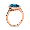 Thumbnail Image 3 of Le Vian® Emerald-Cut Deep Sea Blue Topaz™ and 0.30 CT. T.W. Diamond Octagon Frame Ring in 14K Strawberry Gold®