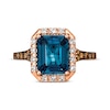 Thumbnail Image 3 of Le Vian® Emerald-Cut Deep Sea Blue Topaz™ and 0.30 CT. T.W. Diamond Octagon Frame Ring in 14K Strawberry Gold®