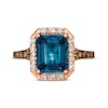 Thumbnail Image 4 of Le Vian® Emerald-Cut Deep Sea Blue Topaz™ and 0.30 CT. T.W. Diamond Octagon Frame Ring in 14K Strawberry Gold®