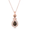 Thumbnail Image 0 of Le Vian® Faceted Pear-Shaped Chocolate Quartz™ and 0.50 CT. T.W. Diamond Ornate Frame Pendant in 14K Strawberry Gold™
