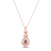 Le Vian® Faceted Pear-Shaped Chocolate Quartz™ and 0.50 CT. T.W. Diamond Ornate Frame Pendant in 14K Strawberry Gold™