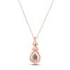 Thumbnail Image 2 of Le Vian® Faceted Pear-Shaped Chocolate Quartz™ and 0.50 CT. T.W. Diamond Ornate Frame Pendant in 14K Strawberry Gold™