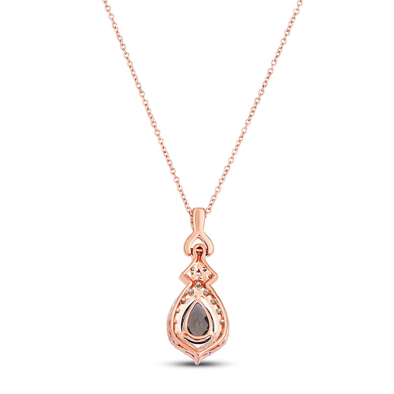 Le Vian® Faceted Pear-Shaped Chocolate Quartz™ and 0.50 CT. T.W. Diamond Ornate Frame Pendant in 14K Strawberry Gold™