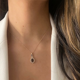 Le Vian® Faceted Pear-Shaped Chocolate Quartz™ and 0.50 CT. T.W. Diamond Ornate Frame Pendant in 14K Strawberry Gold™