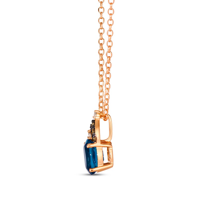 Main Image 2 of Le Vian® Oval Deep Sea Blue Topaz™ and 0.10 CT. T.W. Diamond Pendant in 14K Strawberry Gold®