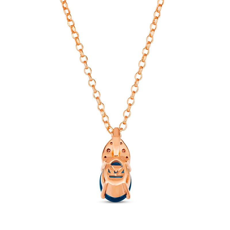 Main Image 3 of Le Vian® Oval Deep Sea Blue Topaz™ and 0.10 CT. T.W. Diamond Pendant in 14K Strawberry Gold®