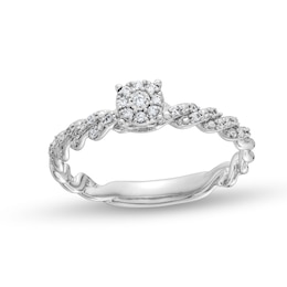 Circle of Gratitude® Collection 0.10 CT. T.W. Diamond Frame Braided Shank Ring in 10K White Gold