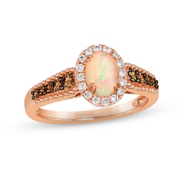 Le Vian® Oval Neapolitan Opal™ and 0.30 CT. T.W. Diamond Frame Ring in 14K Strawberry Gold™