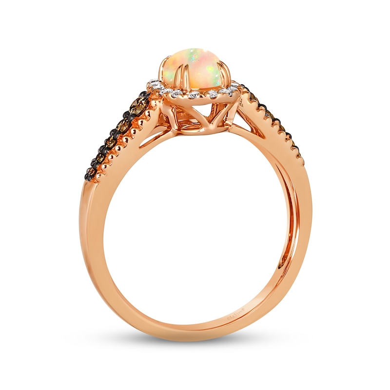 Main Image 2 of Le Vian® Oval Neapolitan Opal™ and 0.30 CT. T.W. Diamond Frame Ring in 14K Strawberry Gold™