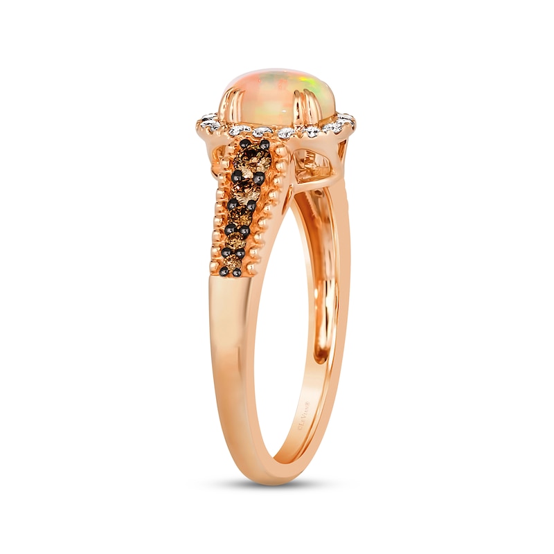 Main Image 3 of Le Vian® Oval Neapolitan Opal™ and 0.30 CT. T.W. Diamond Frame Ring in 14K Strawberry Gold™