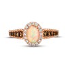 Thumbnail Image 4 of Le Vian® Oval Neapolitan Opal™ and 0.30 CT. T.W. Diamond Frame Ring in 14K Strawberry Gold™