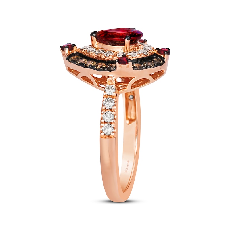 Le Vian® Pear-Shaped Pomegranate Garnet™ and 0.70 CT. T.W. Diamond Teardrop Ring in 14K Strawberry Gold™