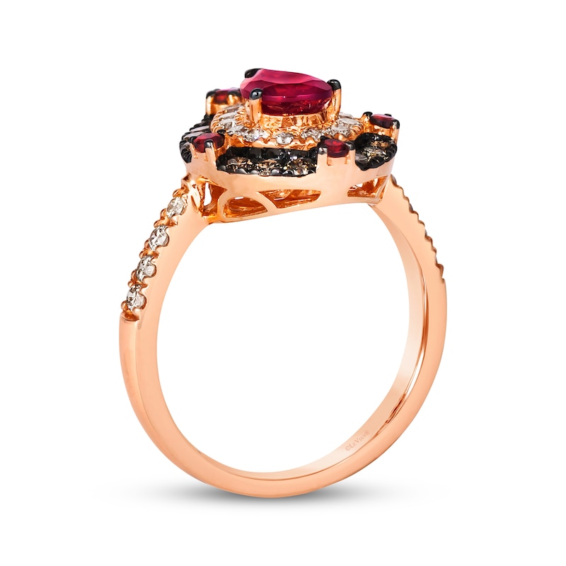 Le Vian® Pear-Shaped Pomegranate Garnet™ and 0.70 CT. T.W. Diamond Teardrop Ring in 14K Strawberry Gold™