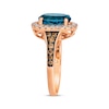 Thumbnail Image 1 of Le Vian® Oval Deep Sea Blue Topaz™ and 0.50 CT. T.W. Diamond Frame Ring in 14K Strawberry Gold®