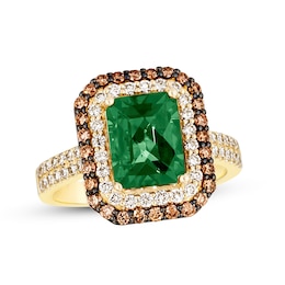 Le Vian® Emerald-Cut Costa Smeralda Emerald™ and 0.80 CT. T.W. Diamond Frame Ring in 14K Honey Gold™