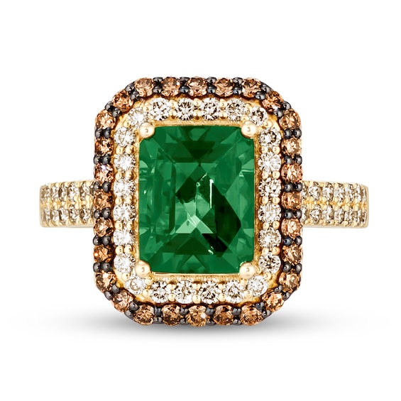 Le Vian® Emerald-Cut Costa Smeralda Emerald™ and 0.80 CT. T.W. Diamond Frame Ring in 14K Honey Gold™