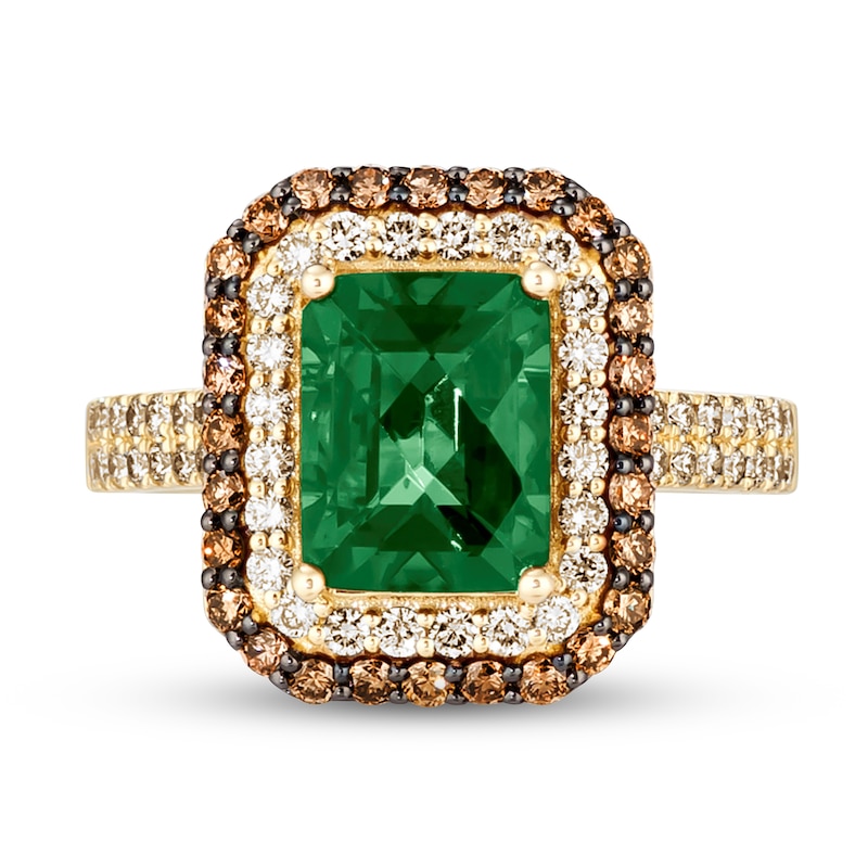 Main Image 2 of Le Vian® Emerald-Cut Costa Smeralda Emerald™ and 0.80 CT. T.W. Diamond Frame Ring in 14K Honey Gold™