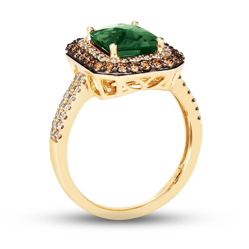 Main Image 3 of Le Vian® Emerald-Cut Costa Smeralda Emerald™ and 0.80 CT. T.W. Diamond Frame Ring in 14K Honey Gold™