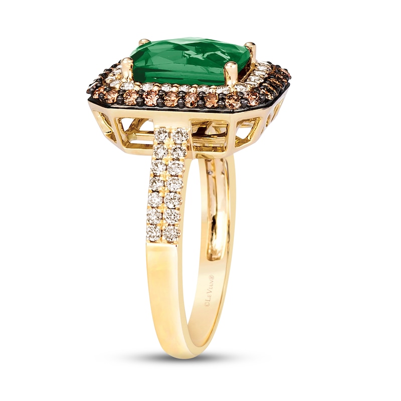 Main Image 4 of Le Vian® Emerald-Cut Costa Smeralda Emerald™ and 0.80 CT. T.W. Diamond Frame Ring in 14K Honey Gold™