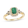 Thumbnail Image 0 of Le Vian® Emerald-Cut Costa Smeralda Emerald™ and 0.20 CT. T.W. Diamond Leaves Ring in 14K Honey Gold™
