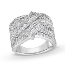 1.50 CT. T.W. Certified Lab-Grown Diamond Bypass Multi-Row Ring in 10K White Gold (I/SI2)