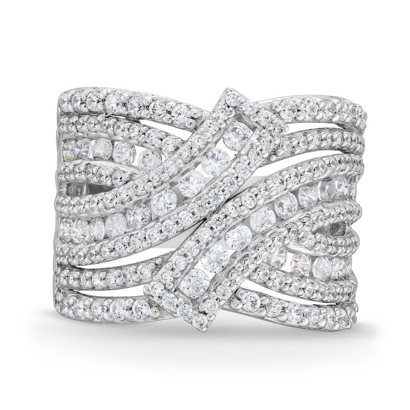 Main Image 4 of 1.50 CT. T.W. Certified Lab-Grown Diamond Bypass Multi-Row Ring in 10K White Gold (I/SI2)