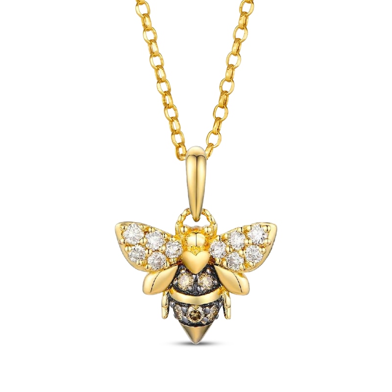 Main Image 1 of Le Vian® 0.25 CT. T.W. Chocolate Diamond® and Nude Diamond™ Bee Pendant in 14K Honey Gold™