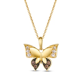 Le Vian® 0.15 CT. T.W. Chocolate Diamond® and Nude Diamond™ Butterfly Pendant in 14K Honey Gold™