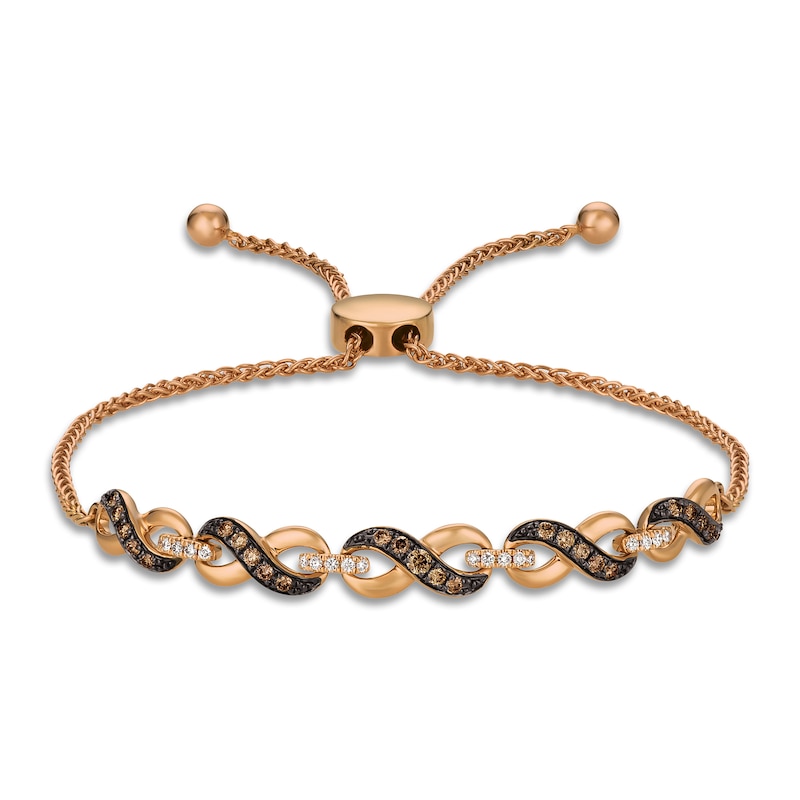 Le Vian® 0.40 CT. T.W. Chocolate Diamond® and Nude Diamond™ Infinity Links Bolo Bracelet in 14K Strawberry Gold™|Peoples Jewellers